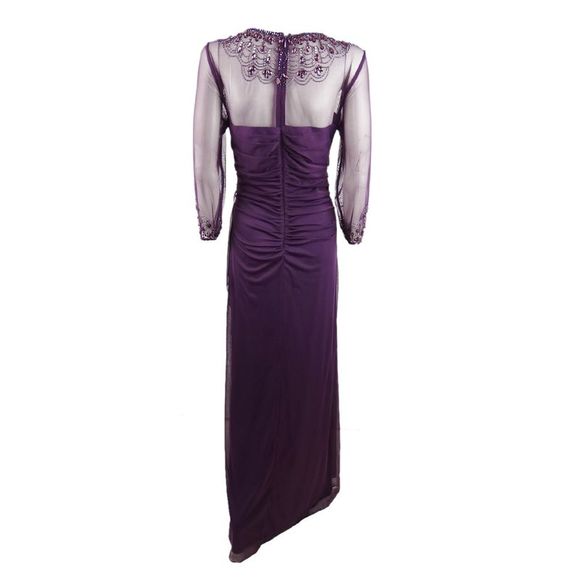 Alex Evenings Women's Illusion Embellished A-Line Gown (8, Plum) - Picture 3 of 4